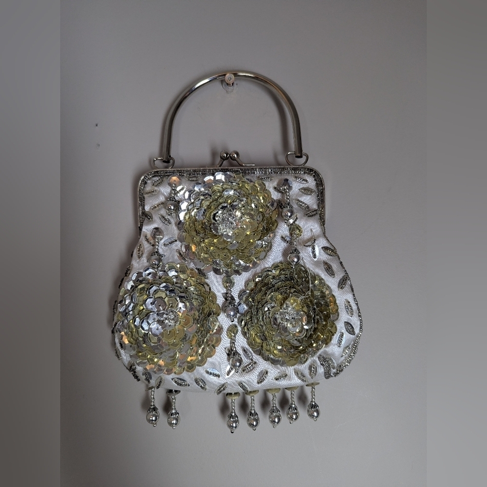 Vintage Beaded Sequin Evening Bag | Floral Embellished Purse
